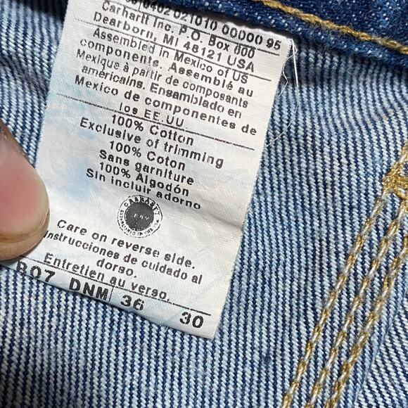 Vintage Carhartt Mens Double Knee Loose Fit Logger Dungaree Jeans B07 DNM 36x30 - Picture 5 of 8